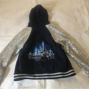 Girls Size Large Disneyland Diamond Celebration 60 Navy Silver Sequined Jacket